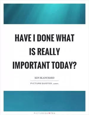 Have I done what is really important today? Picture Quote #1