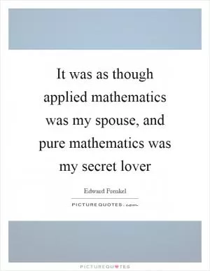It was as though applied mathematics was my spouse, and pure mathematics was my secret lover Picture Quote #1