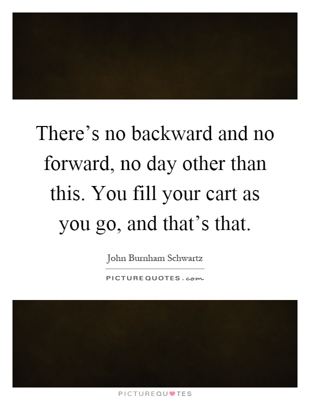 There's no backward and no forward, no day other than this. You fill your cart as you go, and that's that Picture Quote #1