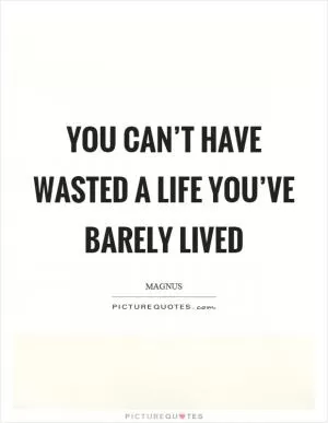 You can’t have wasted a life you’ve barely lived Picture Quote #1