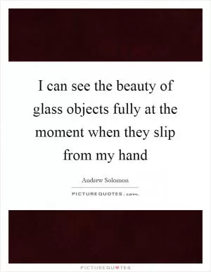 I can see the beauty of glass objects fully at the moment when they slip from my hand Picture Quote #1