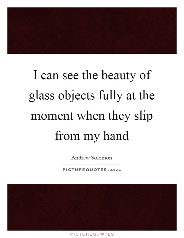 I can see the beauty of glass objects fully at the moment when they slip from my hand Picture Quote #1