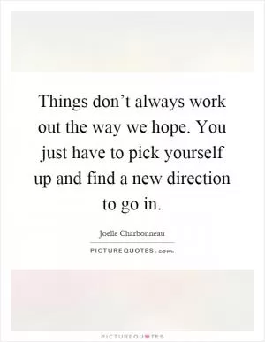 Things don’t always work out the way we hope. You just have to pick yourself up and find a new direction to go in Picture Quote #1