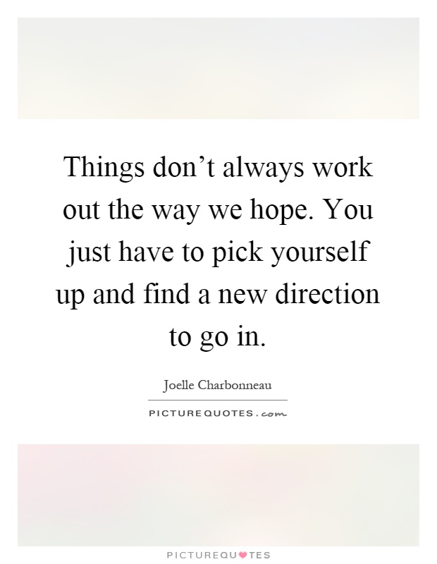 Things don't always work out the way we hope. You just have to pick yourself up and find a new direction to go in Picture Quote #1