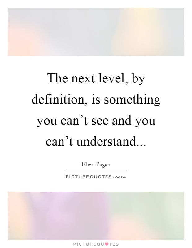 The next level, by definition, is something you can't see and you can't understand Picture Quote #1