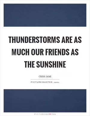 Thunderstorms are as much our friends as the sunshine Picture Quote #1