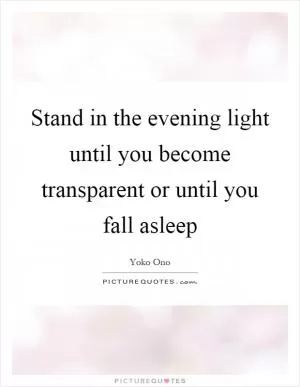 Stand in the evening light until you become transparent or until you fall asleep Picture Quote #1