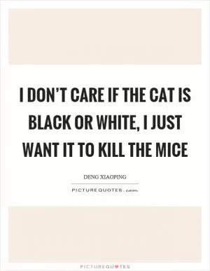 I don’t care if the cat is black or white, I just want it to kill the mice Picture Quote #1