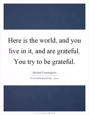 Here is the world, and you live in it, and are grateful. You try to be grateful Picture Quote #1