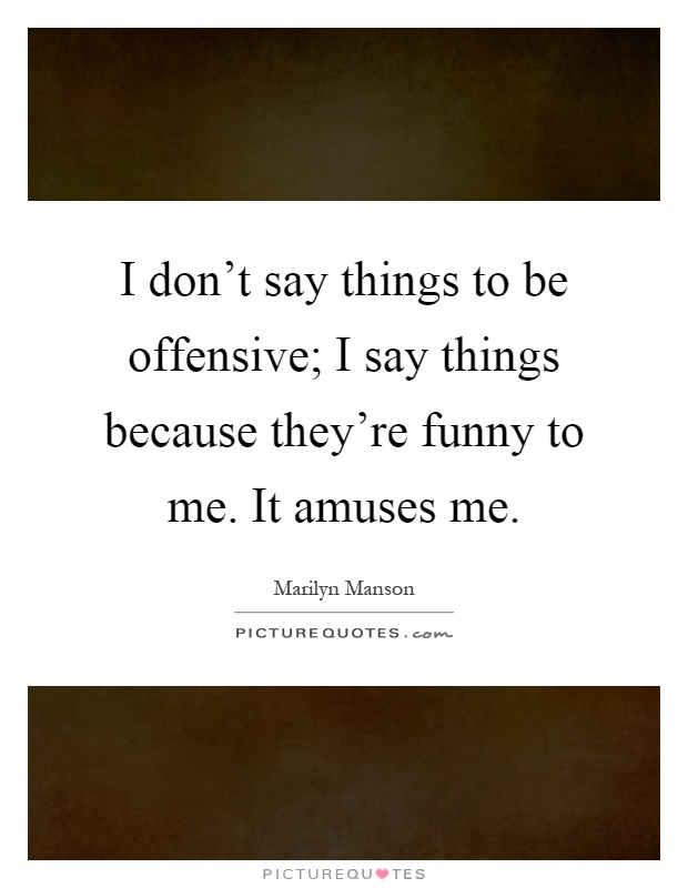 I don't say things to be offensive; I say things because they're funny to me. It amuses me Picture Quote #1