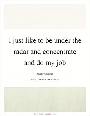 I just like to be under the radar and concentrate and do my job Picture Quote #1