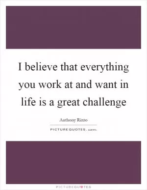 I believe that everything you work at and want in life is a great challenge Picture Quote #1