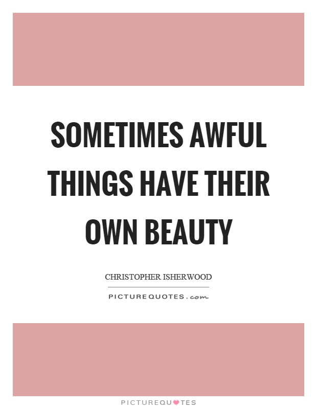 Sometimes awful things have their own beauty Picture Quote #1