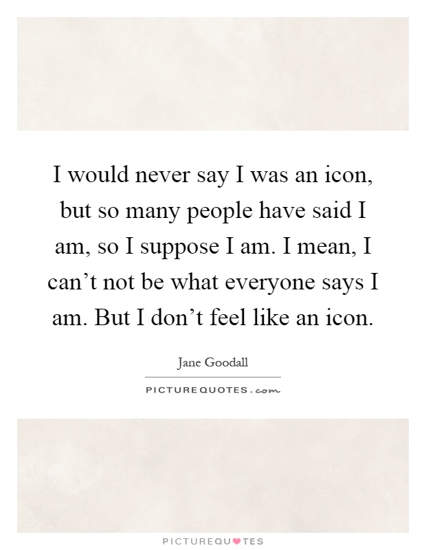 I would never say I was an icon, but so many people have said I am, so I suppose I am. I mean, I can't not be what everyone says I am. But I don't feel like an icon Picture Quote #1