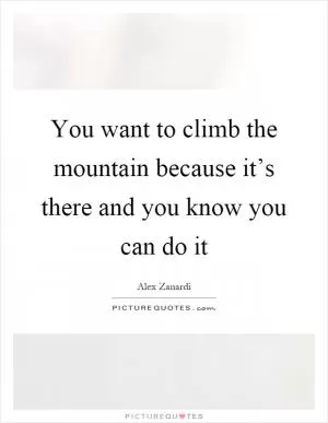 You want to climb the mountain because it’s there and you know you can do it Picture Quote #1