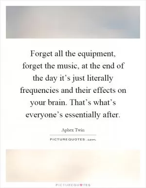 Forget all the equipment, forget the music, at the end of the day it’s just literally frequencies and their effects on your brain. That’s what’s everyone’s essentially after Picture Quote #1