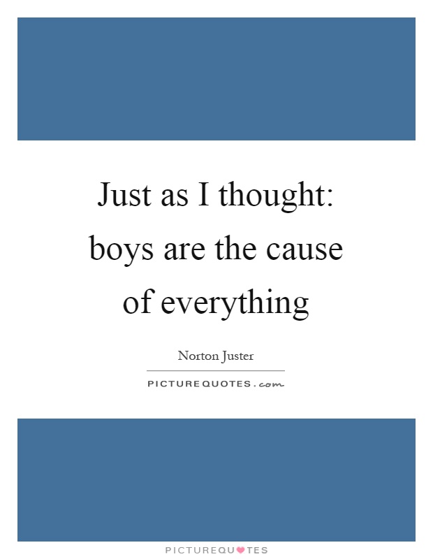 Just as I thought: boys are the cause of everything Picture Quote #1