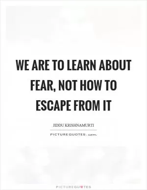 We are to learn about fear, not how to escape from it Picture Quote #1