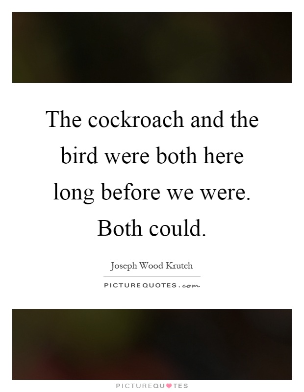 The cockroach and the bird were both here long before we were. Both could Picture Quote #1