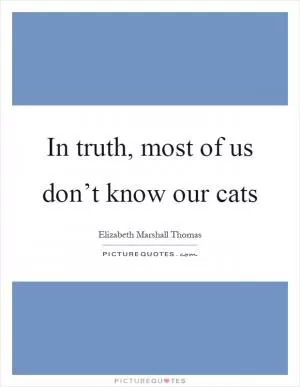 In truth, most of us don’t know our cats Picture Quote #1