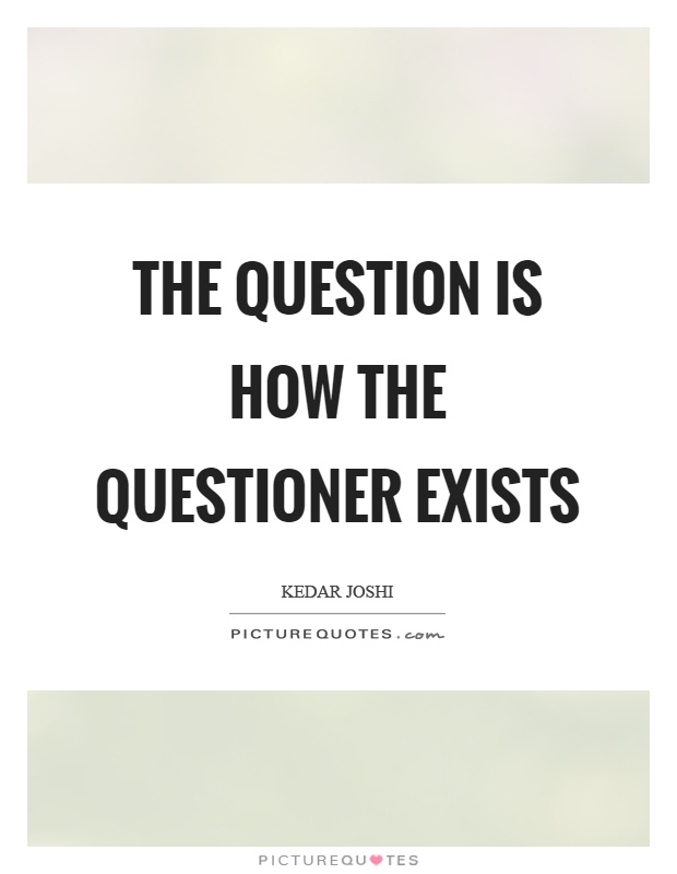The question is how the questioner exists Picture Quote #1