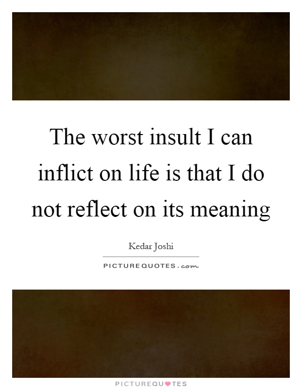 The worst insult I can inflict on life is that I do not reflect on its meaning Picture Quote #1