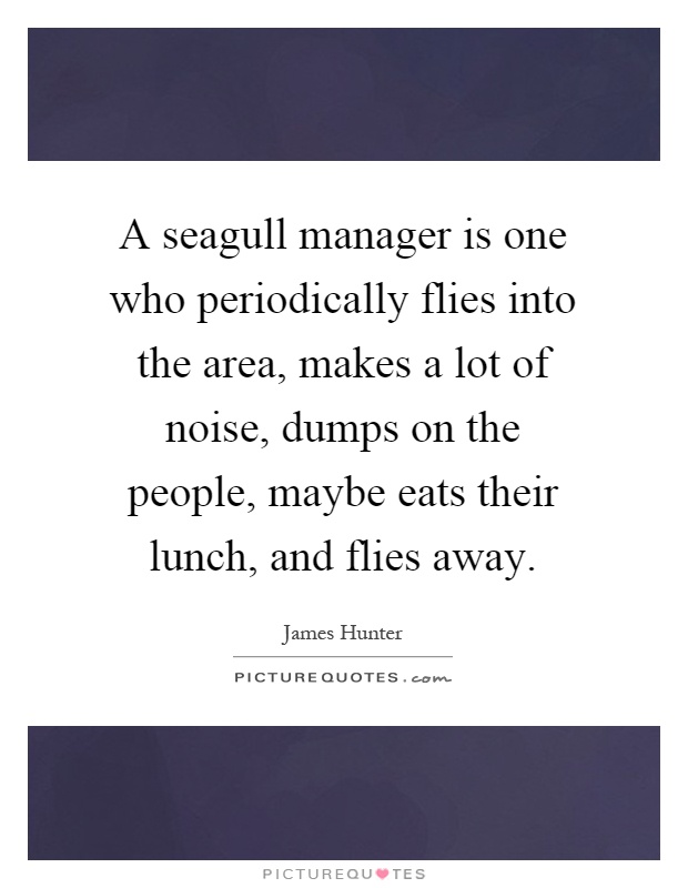 A seagull manager is one who periodically flies into the area, makes a lot of noise, dumps on the people, maybe eats their lunch, and flies away Picture Quote #1