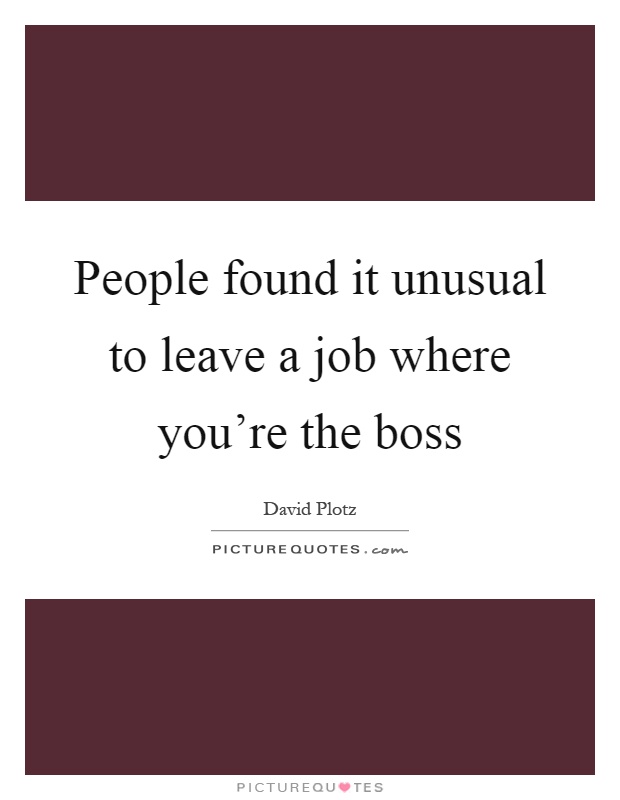 People found it unusual to leave a job where you're the boss Picture Quote #1
