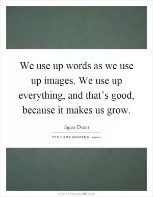 We use up words as we use up images. We use up everything, and that’s good, because it makes us grow Picture Quote #1