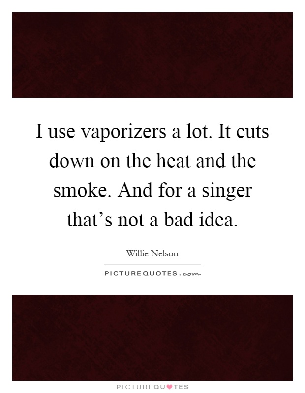 I use vaporizers a lot. It cuts down on the heat and the smoke. And for a singer that's not a bad idea Picture Quote #1