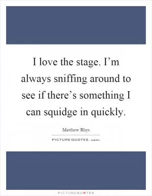 I love the stage. I’m always sniffing around to see if there’s something I can squidge in quickly Picture Quote #1