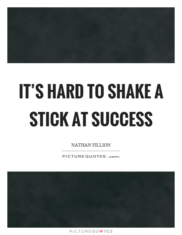 It's hard to shake a stick at success Picture Quote #1
