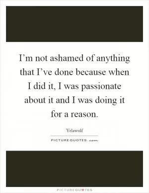 I’m not ashamed of anything that I’ve done because when I did it, I was passionate about it and I was doing it for a reason Picture Quote #1