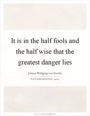 It is in the half fools and the half wise that the greatest danger lies Picture Quote #1
