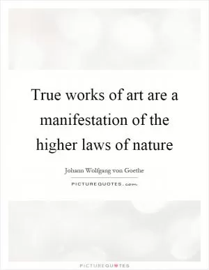 True works of art are a manifestation of the higher laws of nature Picture Quote #1