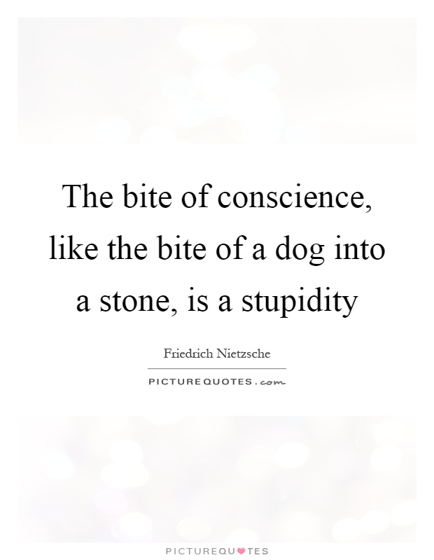 The bite of conscience, like the bite of a dog into a stone, is a stupidity Picture Quote #1