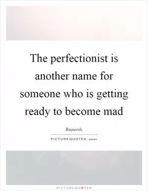 The perfectionist is another name for someone who is getting ready to become mad Picture Quote #1