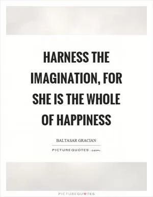 Harness the imagination, for she is the whole of happiness Picture Quote #1