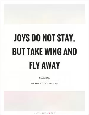 Joys do not stay, but take wing and fly away Picture Quote #1