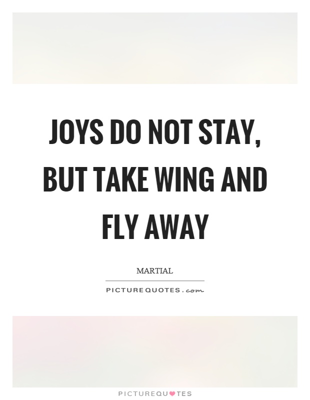 Joys do not stay, but take wing and fly away Picture Quote #1