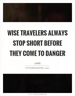 Wise travelers always stop short before they come to danger Picture Quote #1