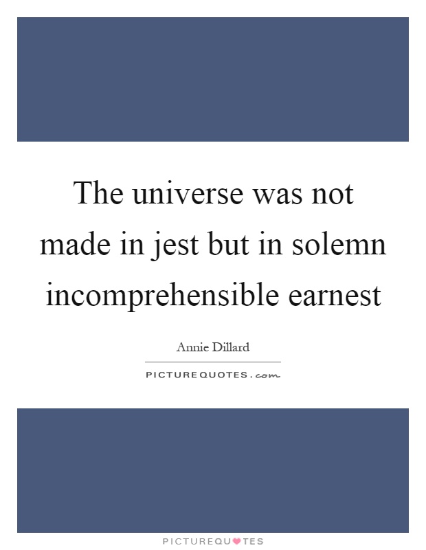 The universe was not made in jest but in solemn incomprehensible earnest Picture Quote #1