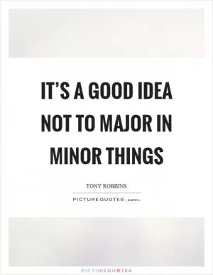 It’s a good idea not to major in minor things Picture Quote #1