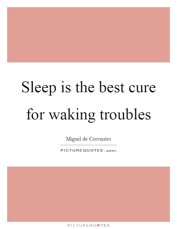 Sleep is the best cure for waking troubles Picture Quote #1