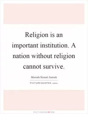 Religion is an important institution. A nation without religion cannot survive Picture Quote #1