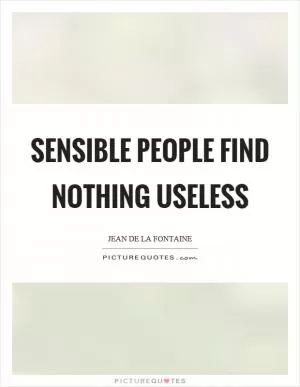 Sensible people find nothing useless Picture Quote #1