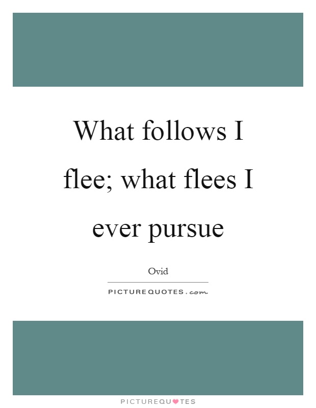 What follows I flee; what flees I ever pursue Picture Quote #1