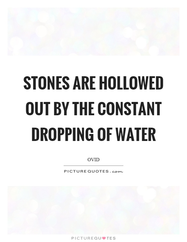 Stones are hollowed out by the constant dropping of water Picture Quote #1