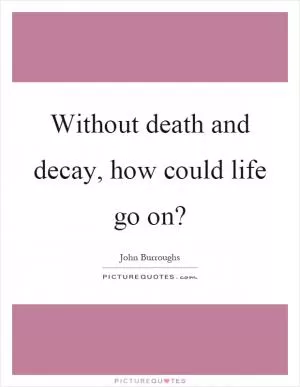 Without death and decay, how could life go on? Picture Quote #1