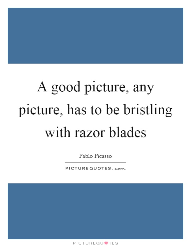 A good picture, any picture, has to be bristling with razor blades Picture Quote #1